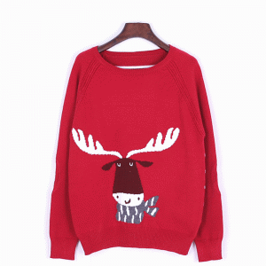 Giáng sinh tùy chỉnh lỏng lẻo Giáng sinh xấu xí Deer Deer Intarsia đan áo len